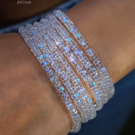 The Moon Dust Bracelet – Solid Gold 14K Rainbow Moonstone Multi Wrap Bracelet Necklace, Multi Layered Bracelet, Double Layered Necklace, Long Necklace