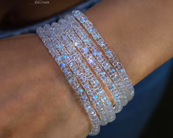 - Solid Gold 14K Rainbow Moonstone Multi Wrap Bracelet Necklace, Multi Layered Bracelet, Double Layered Necklace, Long Necklace