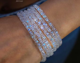 - Solid Gold 14K Rainbow Moonstone Multi Wrap Bracelet Necklace, Multi Layered Bracelet, Double Layered Necklace, Long Necklace