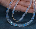 - Solid Gold 14K Rainbow Moonstone Necklace, Blue Fire Heishi Moonstone Beaded Necklace