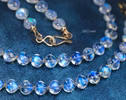 - Solid Gold 14K Rainbow Moonstone Necklace, Bold Blue Glow Moonstone Beaded Necklace