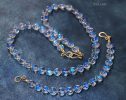 - Solid Gold 14K Rainbow Moonstone Necklace, Bold Blue Glow Moonstone Beaded Necklace