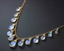 - Solid Gold 14K Rainbow Moonstone Necklace, Drop Necklace, Statement Necklace