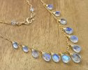 - Solid Gold 14K Rainbow Moonstone Necklace, Drop Necklace, Statement Necklace