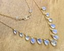- Solid Gold 14K Rainbow Moonstone Necklace, Drop Necklace, Statement Necklace