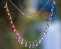 - Solid Gold 14K Rainbow Multi Gemstone Necklace, Precious Drop Necklace