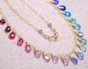 - Solid Gold 14K Rainbow Multi Gemstone Necklace, Precious Drop Necklace