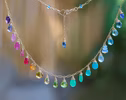 - Solid Gold 14K Rainbow Multi Gemstone Necklace, Precious Drop Necklace