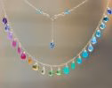 - Solid Gold 14K Rainbow Multi Gemstone Necklace, Precious Drop Necklace