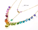 - Solid Gold 14K Rainbow Multi Gemstone Necklace, Precious Drop Necklace
