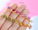 - Rainbow Multi Sapphire Bracelet, Precious Gemstone Drop Bracelet in Gold Filled