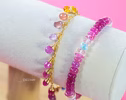 - Rainbow Multi Sapphire Bracelet, Precious Gemstone Drop Bracelet in Gold Filled