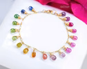 - Solid Gold 14K Rainbow Multi Sapphire Bracelet, Precious Gemstone Drop Bracelet