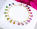- Solid Gold 14K Rainbow Multi Sapphire Bracelet, Precious Gemstone Drop Bracelet
