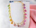 - Rainbow Multi Sapphire Bracelet, Precious Gemstone Drop Bracelet in Gold Filled