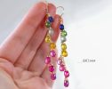- Solid Gold 14K Rainbow Multi Sapphire Earrings, Precious Gemstone Drop Earrings