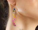 - Rainbow Multi Sapphire Earrings, Precious Gemstone Drop Earrings in Gold Filled