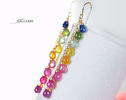 - Rainbow Multi Sapphire Earrings, Precious Gemstone Drop Earrings in Gold Filled