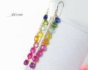 - Rainbow Multi Sapphire Earrings, Precious Gemstone Drop Earrings in Gold Filled