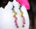 - Rainbow Multi Sapphire Earrings, Precious Gemstone Drop Earrings in Gold Filled