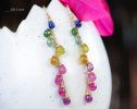 - Rainbow Multi Sapphire Earrings, Precious Gemstone Drop Earrings in Gold Filled
