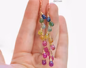 - Rainbow Multi Sapphire Earrings, Precious Gemstone Drop Earrings in Gold Filled