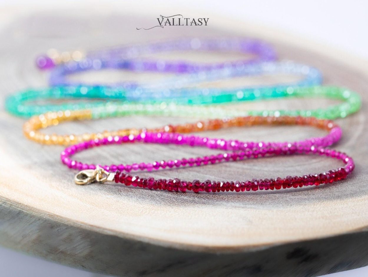 - Solid Gold 14K Rainbow Multi Wrap Bracelet Necklace, Multi Layered Bracelet, Double Layered Necklace, Long Necklace