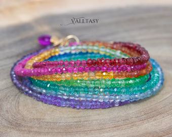 - Solid Gold 14K Rainbow Multi Wrap Bracelet Necklace, Multi Layered Bracelet, Double Layered Necklace, Long Necklace