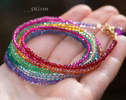 - Solid Gold 14K Rainbow Multi Wrap Bracelet Necklace, Multi Layered Bracelet, Double Layered Necklace, Long Necklace