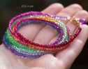 - Solid Gold 14K Rainbow Multi Wrap Bracelet Necklace, Multi Layered Bracelet, Double Layered Necklace, Long Necklace
