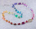 - Solid Gold 14K Rainbow Necklace Wire Wrapped in Gold, Gemmy Necklace, Colorful Multi Stone Fancy Shaped Necklace
