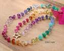 - Solid Gold 14K Rainbow Necklace Wire Wrapped in Gold, Gemmy Necklace, Colorful Multi Stone Long Necklace