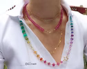 - Solid Gold 14K Rainbow Necklace Wire Wrapped in Gold, Gemmy Necklace, Colorful Multi Stone Long Necklace