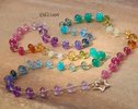 - Solid Gold 14K Rainbow Necklace Wire Wrapped in Gold, Gemmy Necklace, Colorful Multi Stone Long Necklace