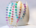 - Solid Gold 14K Rainbow Necklace Wire Wrapped in Gold, Gemmy Necklace, Colorful Multi Stone Long Necklace