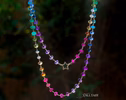 - Solid Gold 14K Rainbow Necklace Wire Wrapped in Gold, Gemmy Necklace, Colorful Multi Stone Long Necklace