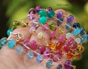 - Solid Gold 14K Rainbow Necklace Wire Wrapped in Gold, Gemmy Necklace, Colorful Multi Stone Long Necklace
