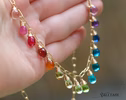 - Solid Gold 14K Rainbow Precious Drop Gemstone Necklace
