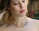 - Solid Gold 14K Rainbow Precious Drop Gemstone Necklace