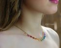 - Solid Gold 14K Rainbow Precious Drop Gemstone Necklace