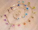 - Solid Gold 14K Rainbow Precious Drop Gemstone Necklace