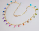 - Solid Gold 14K Rainbow Precious Drop Gemstone Necklace