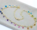 - Solid Gold 14K Rainbow Precious Drop Gemstone Necklace