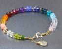 - Solid Gold 14K Rainbow Precious Gemstone Bracelet, Chakra Gemstone Bracelet