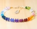 - Solid Gold 14K Rainbow Precious Gemstone Bracelet, Chakra Gemstone Bracelet