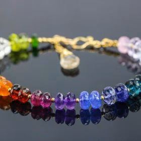 The Rainbow Dream Bracelet – Solid Gold 14K Rainbow Precious Gemstone Bracelet, Chakra Gemstone Bracelet