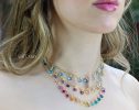 - Solid Gold 14K Rainbow Precious Gemstone Necklace