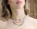 - Solid Gold 14K Rainbow Precious Gemstone Necklace
