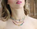 - Solid Gold 14K Rainbow Precious Gemstone Necklace