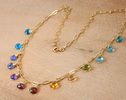 - Solid Gold 14K Rainbow Precious Gemstone Necklace